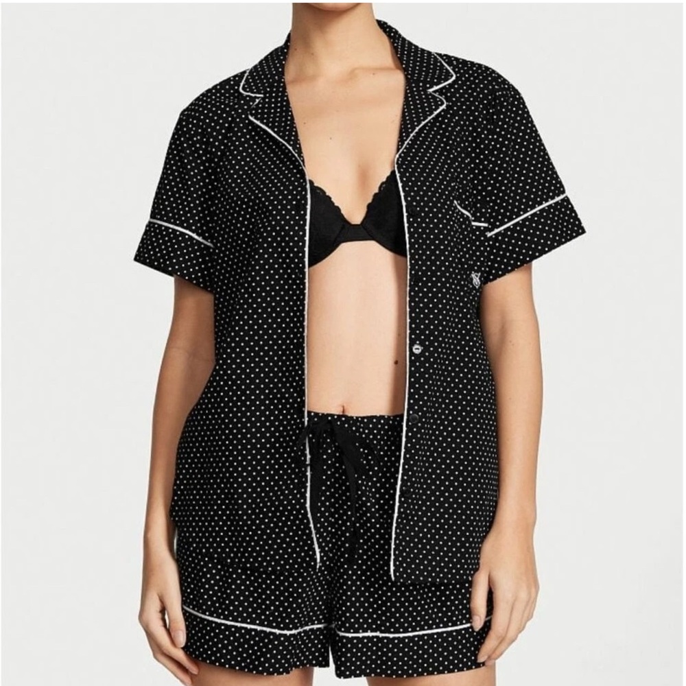 Victoria's Secret Black and White Polka Dot Pajama Set Size XS